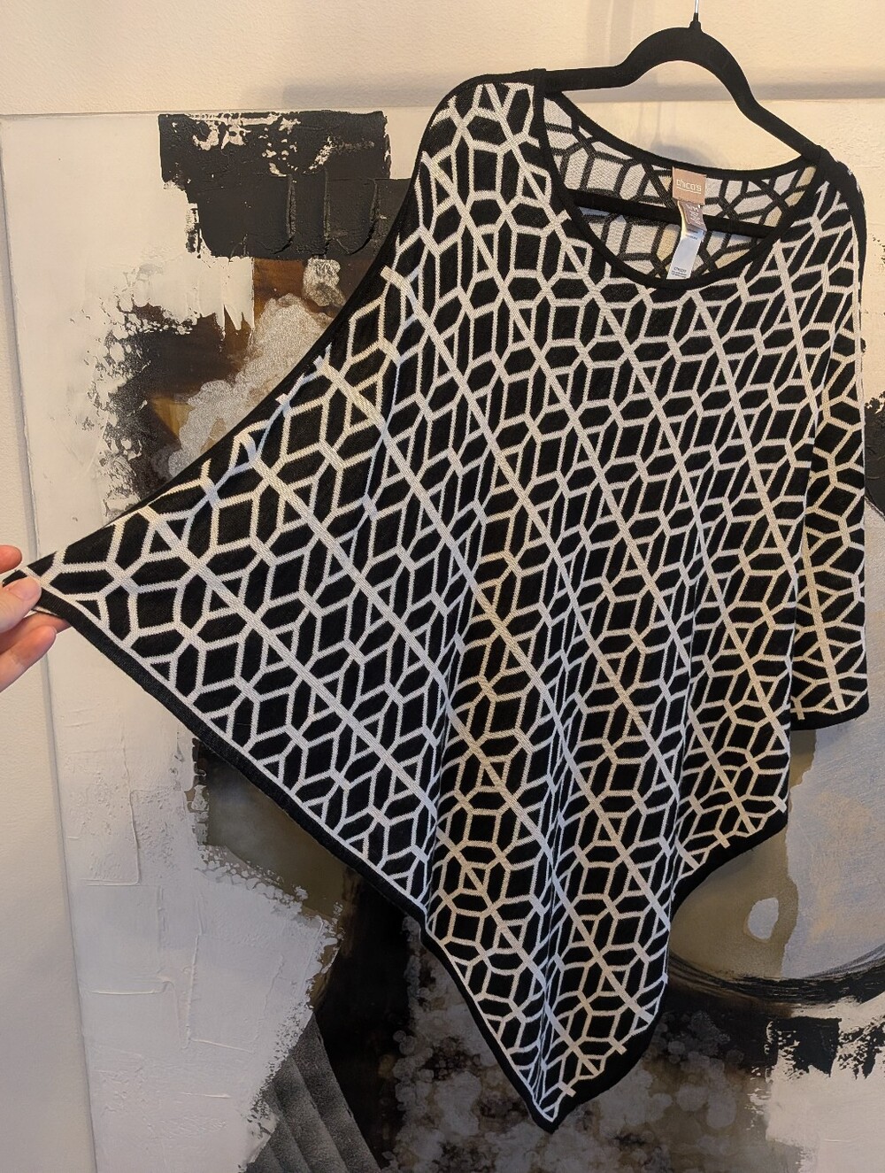 Chico's Black & White Geometric Poncho Tunic